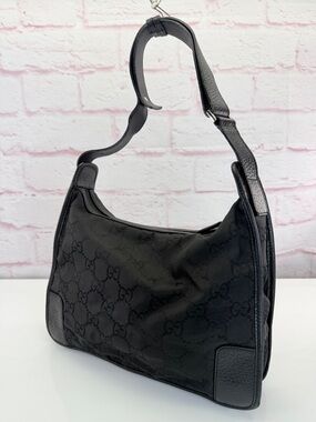 Gucci Black GG Monogram Shoulder Bag Black